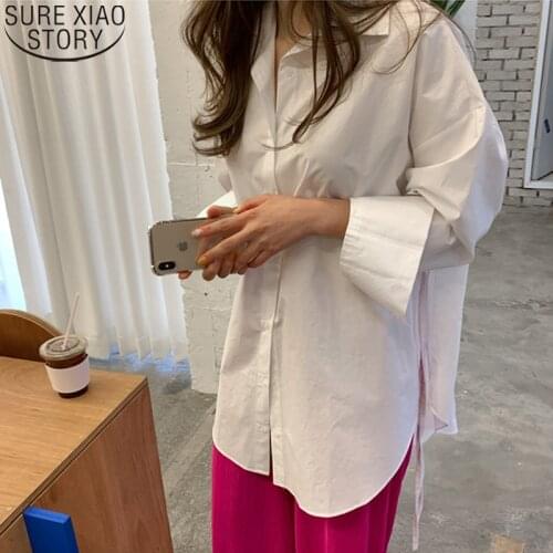 Casual Shirt Loose Oversize Shirts Women Long Sleeve Blouse Autumn New Korean Fashion Cotton White Shirt Shirring Blusas 15903