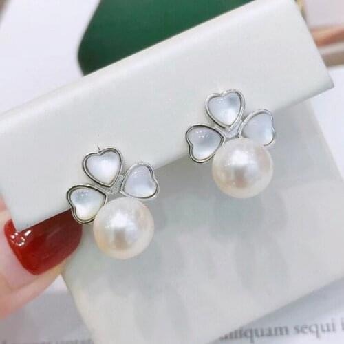 Heart DIY 925 Sterling Silver Earrings Findings Settings Base Mountings Parts Mounts for Pearls Agate Crystal Stones Beads