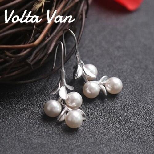 Volta Van Drop Earrings 925 Sterling Silver Freshwater Pearls Pendientes Plata 2021 New Vintage Leaves Fine Jewelry Earrings