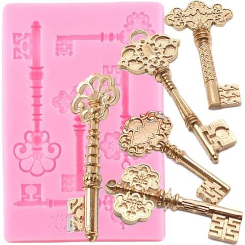 Baroque Key Shape Silicone Mold DIY Cupcake Topper Fondant Molds Cake Decorating Tools Candy Resin Clay Chocolate Gumpaste Mould