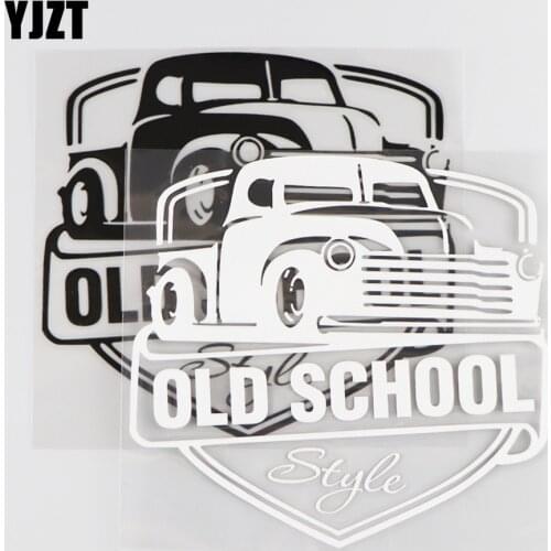 YJZT 14.7×13.9CM OLD SCHOOL Style Vinyl Car Sticker Decal Creative Cartoon Pattern Black/Silver 4C-0279