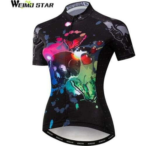 Weimostar Skull Cycling Jersey Women Summer Mountain Bicycle Clothing Short Sleeve MTB Bike Jersey Shirt Quick Dry Cycling Wear