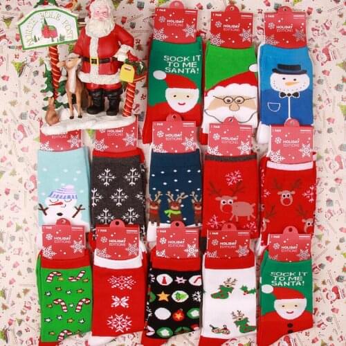 Winter Women Sock Red Christmas Sock Cute Cartoon Elk Deer Socks Cotton Keep Warm Baby girl boy Soft Socks LX3145