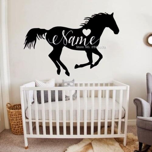 Zodiac Horse Decal Custom Baby Name Personalised Wall Sticker For Kids Room Wall Decor Murals Cute Animal Vinyl Decals LC1774