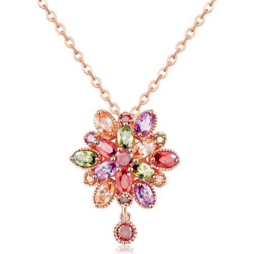 ZSLBS 2021 Fashion Women Chain Necklace Flower Shaped Pendant Necklace Copper Zircon Necklaces Jewelry Gift Collares Mujer Moda