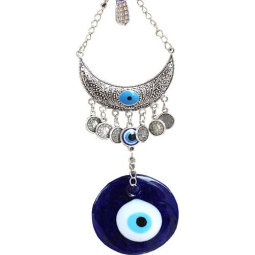 1PC Turkish Blue Eye Wall Hanging Round Drop Shape Evil Eye Indoor Pendant Decoration For Home Garden