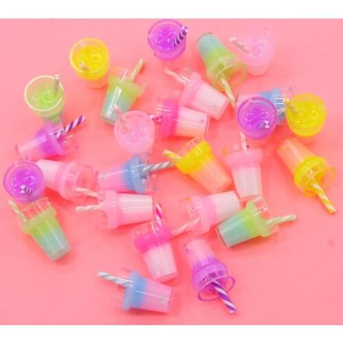 10pcs resin two-color milk tea charm fruit juice cup jewelry pendant DIY earrings necklace keychain making