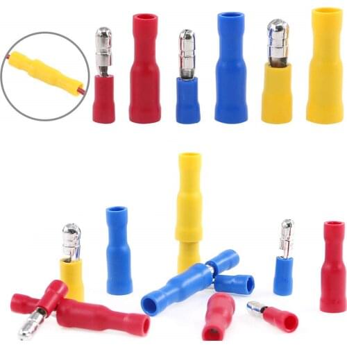 100PCS Insulated Bullet Terminals Crimp Connector Elelctric Terminals for Wire Terminal Butt Splice Electrical Cable Conector