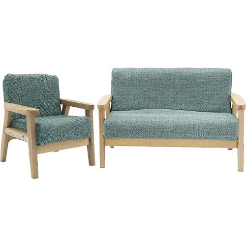 2Pcs Handcrafted 1/12 Doll House Sofa For Living Room Supplies Scenery