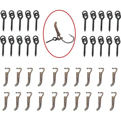 20pcs line Aligner x 20pcs boilie bait scew for carp fishing carp Hair Rigs Hook Terminal Tackle