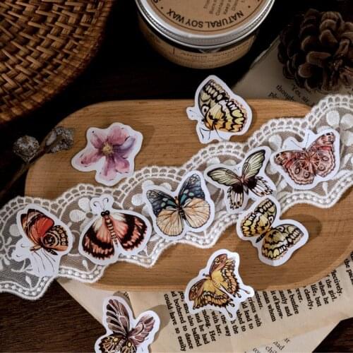 46pcs Children Scrapbooking Box Sticker Butterfly Cute Animal Hand Account Decoration DIY Label Diary Student Gift Decor Sticker