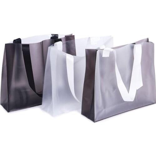 80pcs PVC Shopper Handbag Transparent Frosted Plastic Clothing Reusable Store Shopping Gift Bag Cosmetic Storage