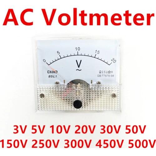 85L1 AC Analog Voltage Meter Panel 3V 5V 10V 20V 50V 150V 250V 300V 500V Gauge Voltage Mechanical Voltmeter