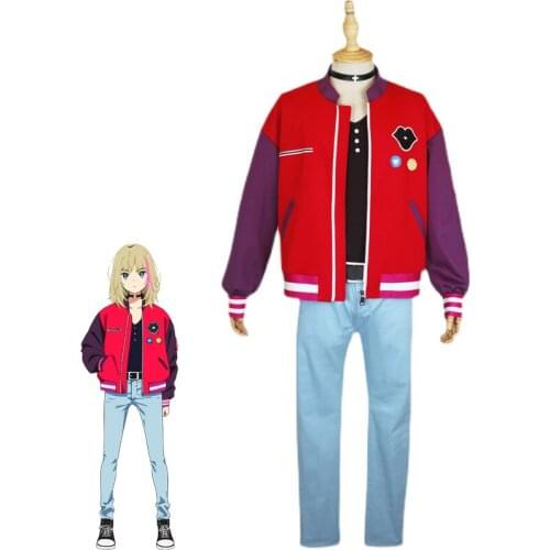 Anime WONDER EGG PRIORITY Kawai Rika Cosplay Costume Women Suit Jacket Top Pants Belt Halloween Party Uniforms Custom Made