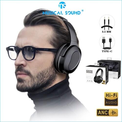 Ms Wireless ANC Headset Headphones Active Noise Cancelling Type-C 3.5Mm Port Touch Foldable Game Earphone For Xbox Ps5