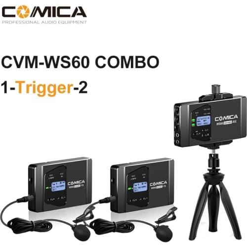 COMICA CVM-WS60 COMBO Microphone UHF With Dual transmitter Flexible Mini Wireless Microphone for Smartphone Cameras