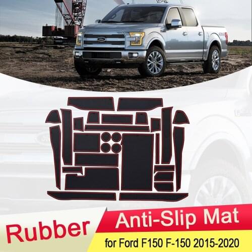 For Ford F150 F-150 2015 2016 2017 2018 2019 2020 Rubber Anti-slip Mat Door Groove Cup Pad Gate Cushion Coaster Car Accessories