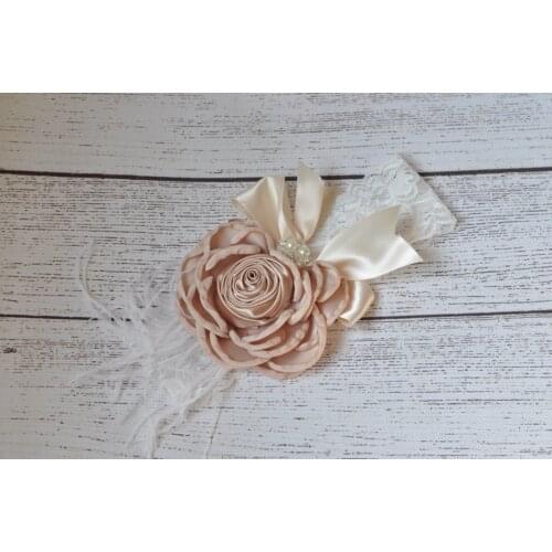 Europe Children Headdress Satin Side Flower Volume Plum Satin Pearl Diamond Bow Lace Headband