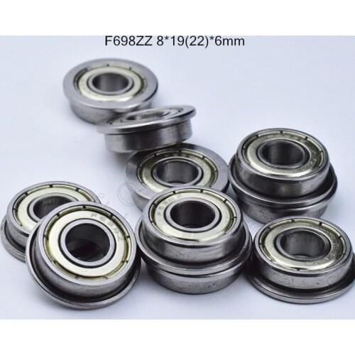 F698zz 8*19(22)*6mm 10pieces Flange bearing 698 698ZZ metal sealed ABEC-5 chrome steel miniature bearings hardware