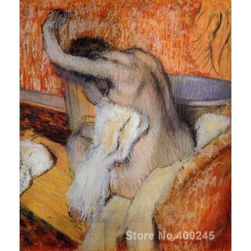 After the Bath (Woman Drying Herself) Paintings by Edgar Degas Portrait art High quality Hand painted
