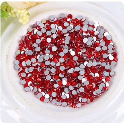 Glue on Lt Siam color Rhinestones ss3-ss30 Flat Back Non HotFix Nail art Rhinestone Glass Nail Art Decorations Mix Rhinestone