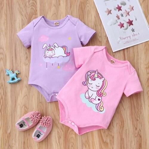 2 PCS Baby Girl Romper Baby Girl Clothes Cartoon Animal Short Sleeve Baby Romper Cotton Soft Newborn Clothes Baby Clothes 0-18M
