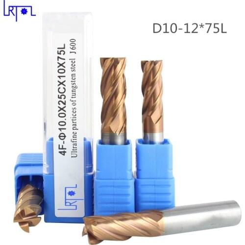 HRC60 diameter 12 length 75mm tungsten carbide coating end mill 4 four flutes CNC machine milling cutter drill bit