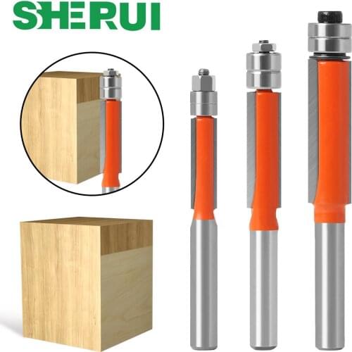 1/4&6MM SHANK Flush Trim Router Bit End Double Bearing For Woodworking Cutting Tool