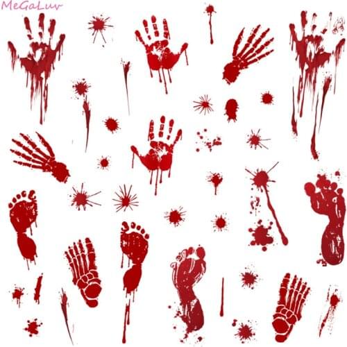 Halloween Bloody Handprint Tablecloth Apron Role Play Horror Dress Up Prop Axe Skull Sticker Halloween Wall Sticker Home Decor