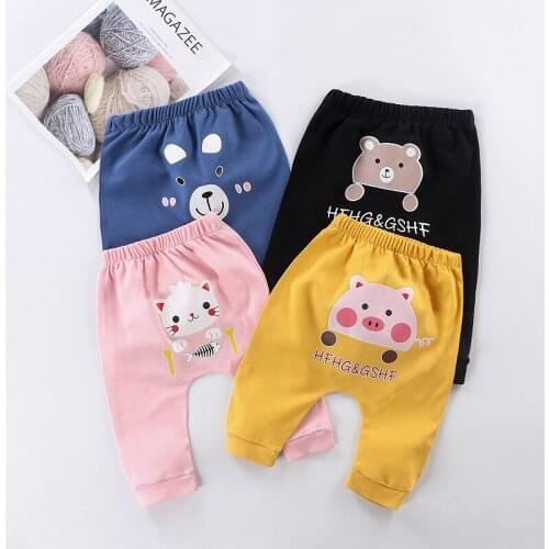 Boy Girls Leggings Cotton Pants Spring Autumn Kids Big PP Pants Fashion High Waist Long Trousers Childrens Clothing