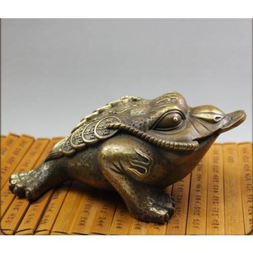 Copper brass toad Lucky antiques antique crafts ornaments collectibles decoration