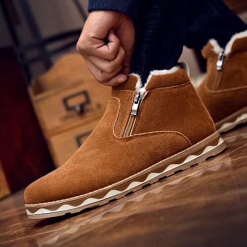 2021 Winter Thickening Mens Snow Boots Mens Solid Color Cotton Nubuck Leather Casual Male Footwears Business Mens Shoes