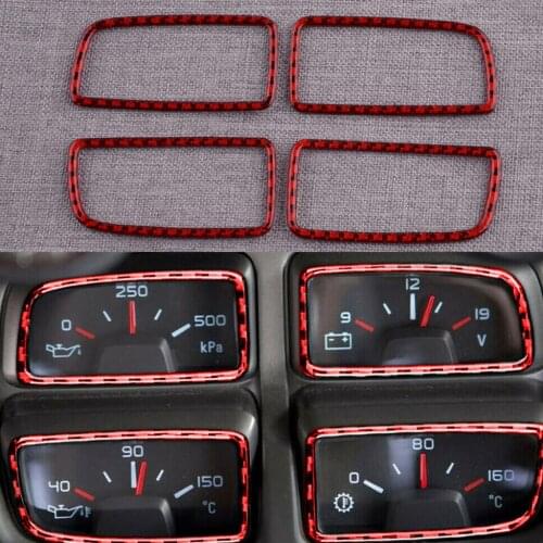 1 Set Carbon Fiber Sticker Dashboard Console Volt Meter Oil Temp Panel Cover Red Fit for Chevrolet Camaro 2010 2011 2012-2015