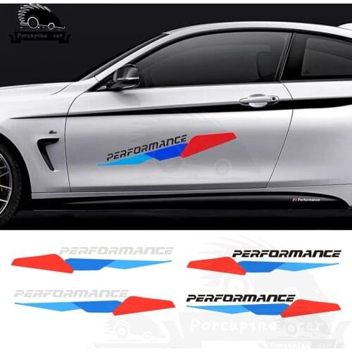 2pcs Car Stickers M Performance Auto Sticker Car Door Decal Accessories for BMW E46 F30 E90 E60 F20 F10 E36 E39 E87 E70 G30