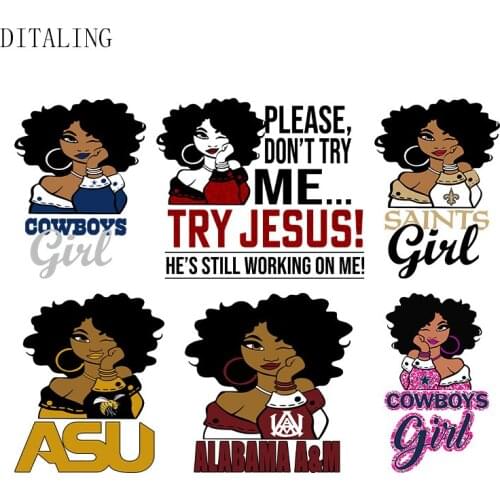 Patch On Clothing Black Girl Thermal Stickers DIY Washable T-Shirt Hoodies Mask Patches Heat Transfer Stickers Afro Women Decals