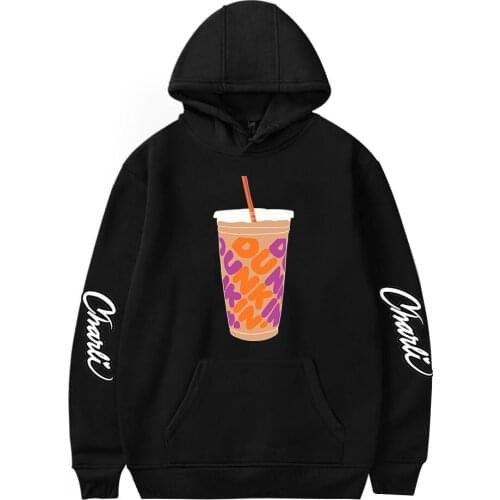 2021 New Spring Autumn Charli D'Amelio Hoodies Print Ice Coffee Splatter Sweatshirt Fashion Hip Hop Trend Plus Size Pullovers