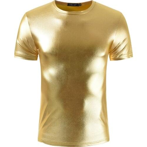 2020 New Nightclub Men T-shirts Short Casual O-Neck Silver Gold T shirt Tops Tees Male Clothing Summer Mens Short Clothing