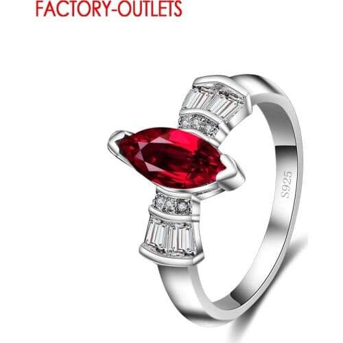 Wholesale Fashion Brand 925 Ring Jewelry Women AAA Austrian Crystal Romantic Lover Rings With Red Stone