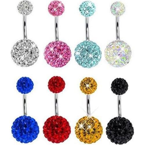 Sexy Crystal Navel Ring Bar Barbell Dangle Body Piercing Nombril Ombligo Belly Button Rings Men Women Body Jewelry