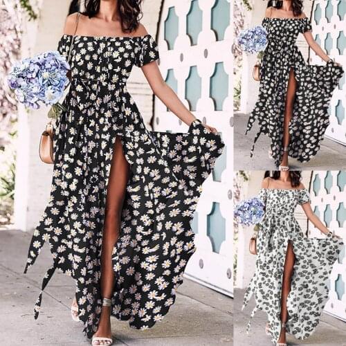 Off the shoulder Dresses For Lady Floral Print Fashion Design Autumn Summer Slash Neck Maxi Dress Vacation Luxury Clothing Robe