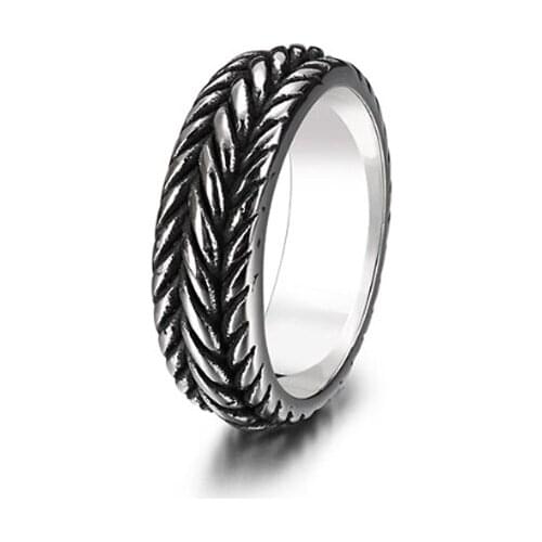 Got Antique Black Vintage Gothic Punk Stainless Steel Biker Rings for Men Carved Tires Ring Women Jewelry Bicycle