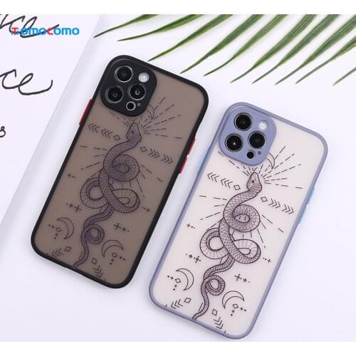 Couples Snake Transparent Phone Case Cover For iPhone 11 12 Pro Max Mini X XR XS Max 7 8 Plus Matte Protective Back Cover Shell