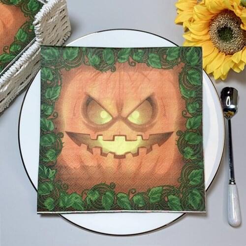 2021 New 20Pcs/Pack Halloween Decoupage Paper Napkins Pumpkin Skull Bat Paper Tissues for Halloween Party Decor Table Supplies O