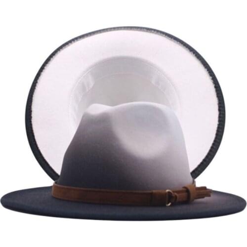 Winter Autumn imitation Wool Female Male ladies Fedoras Jazz Hat European American Caps Gradient Wide-brimmed Hat bowler Hats