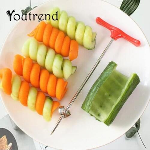 1pc Manual Spiral Screw Slicer Plastic PP + Steel Wire Potato Carrot Cucumber Vegetables Spiral Knife Carving Tool