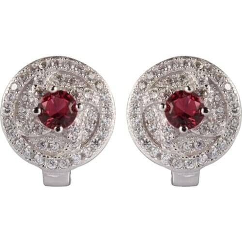 SHUNXUNZE wedding Stud earrings Jewelry & Accessories for women bohemian alibaba-express Red Cubic Zirconia Rhodium Plated R3102