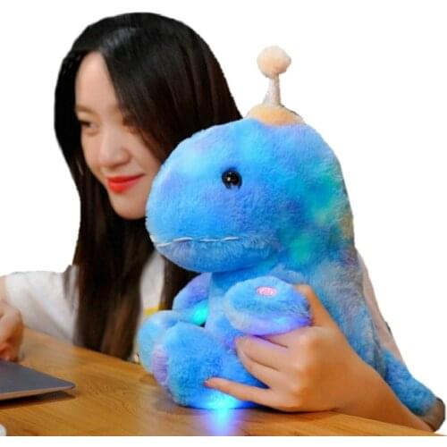 Glowing Led Light Dinosaurs Plush Toy Stuffed Electric Colour Light Cute Hat Dinos Stuffed Doll toys For Boy Birthday Gift