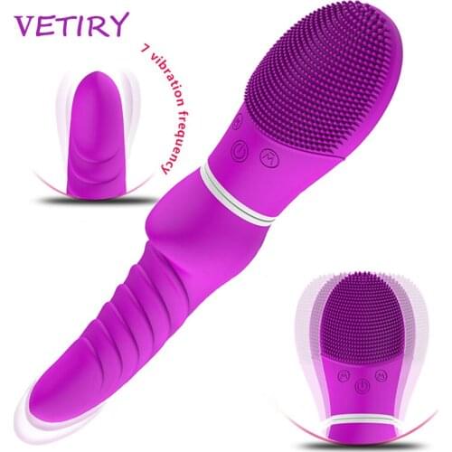 Telescopic Dildo Vibrator 7 Speed Vagina Stimulator Swing Vibrator Clit Massage Sex Toys for Women Female Masturbator Dual Motor