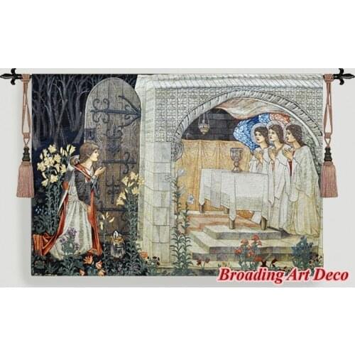 The Achievement II Medieval Tapestry Wall Hanging William Morris Holy Grail Tapestries Jacquard Weave Gobelin Art Deco 140x98cm