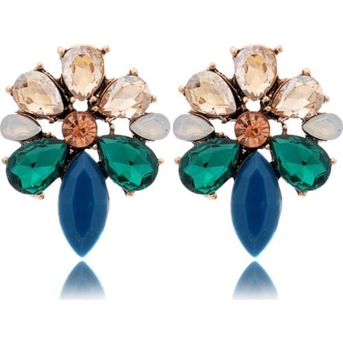 TODOX New Korean Personality Fashion Jewelry Earrings For Women Retro Geometric colorful Acrylic Crystal Female Elegant hot sale